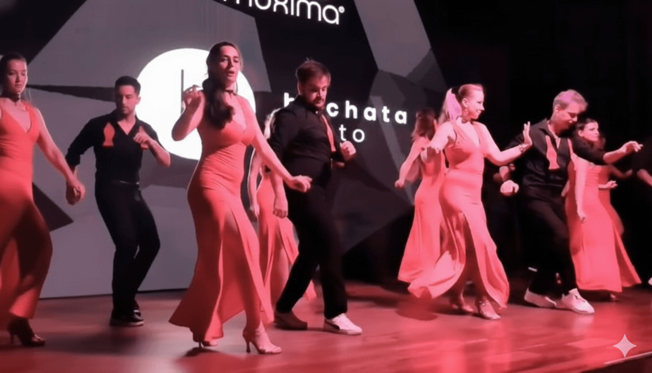 Show team de bachata em palco no Porto